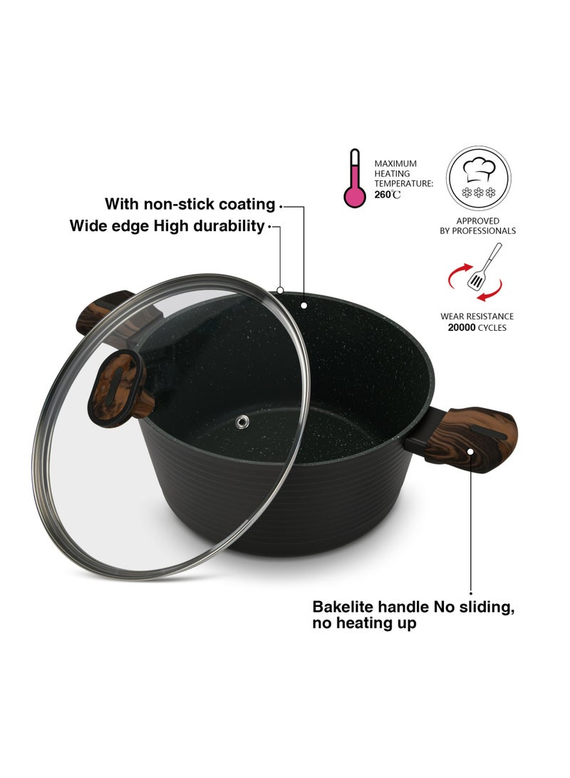 Fissman Stockpot Cuisine 20x10cm/2.6 Ltr With Glass Lid (Aluminium With Non-Stick Coating) - Image 2